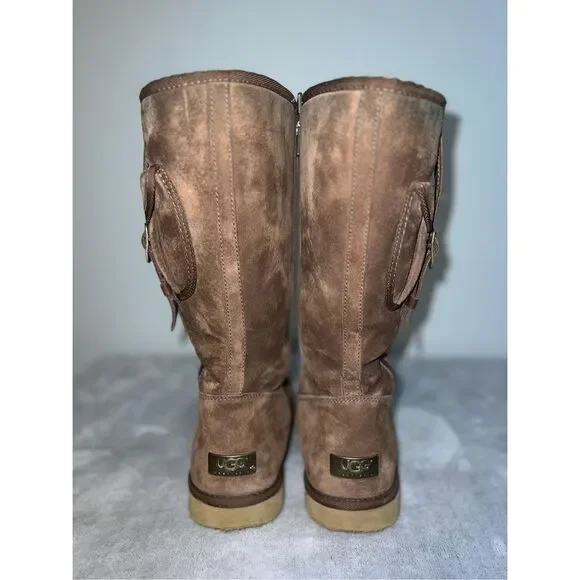 Ugg Boots Cargo Pocket Espresso Brown Real Shearling W10 - Picture 4 of 12